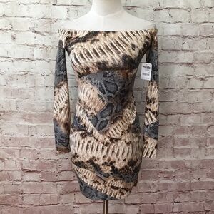 Charlotte Russe Snakeskin Bodycon Mini Off Shouldr